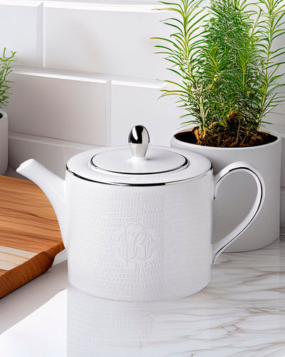 Roberto Cavalli Home Tea Pot or Coffee Pot LIZARD PLATIN diam. 4.75", H 4.5"