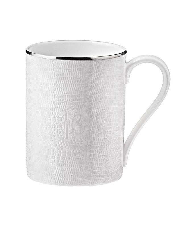 Roberto Cavalli Home Mug Cup LIZARD PLATIN in Luxury Box diam. 2.5", H 3.3", cap. 12.5 oz