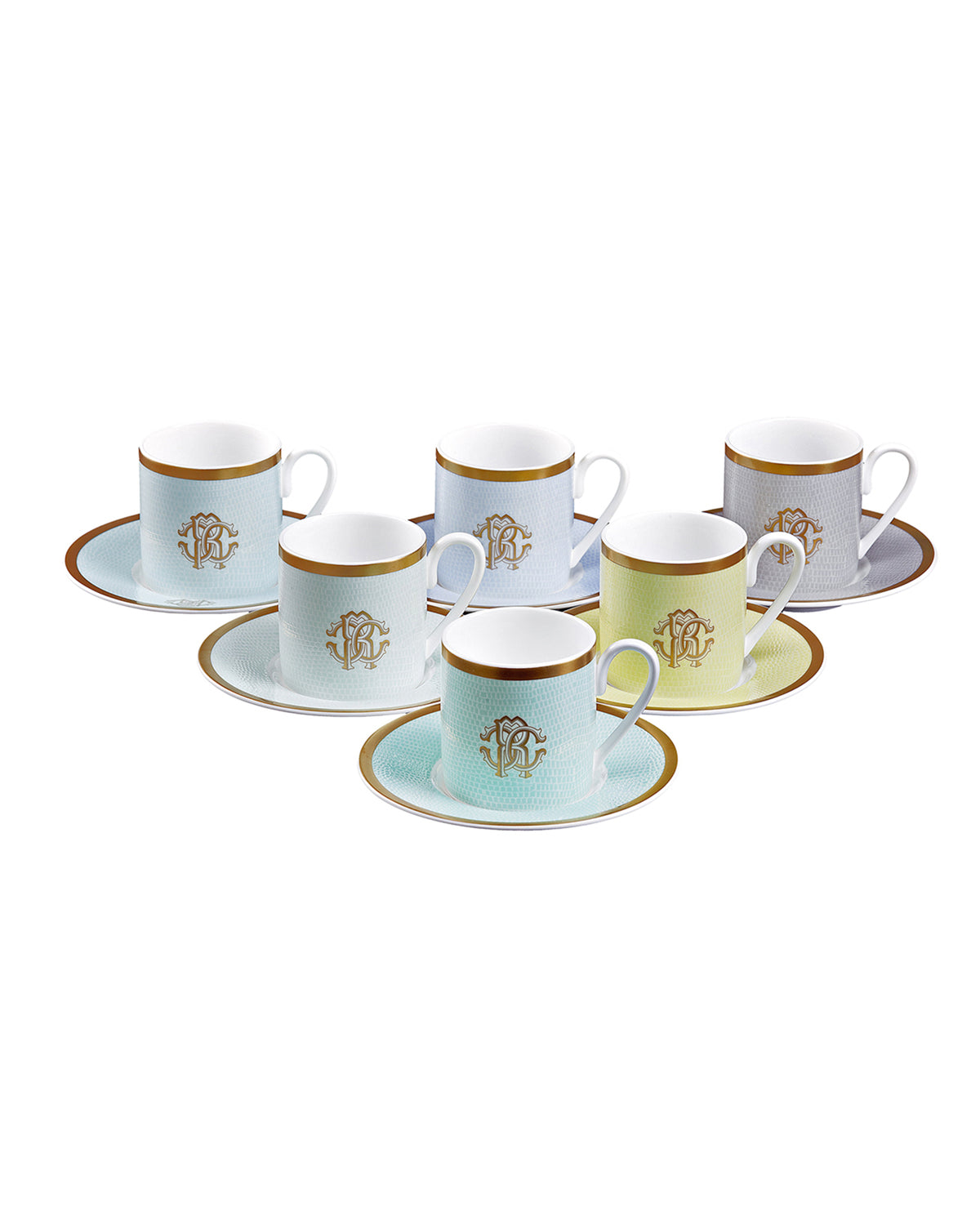 LIZZARD SUNRISE Coffee Cup & Saucer in Luxury Gift Box Set of 6