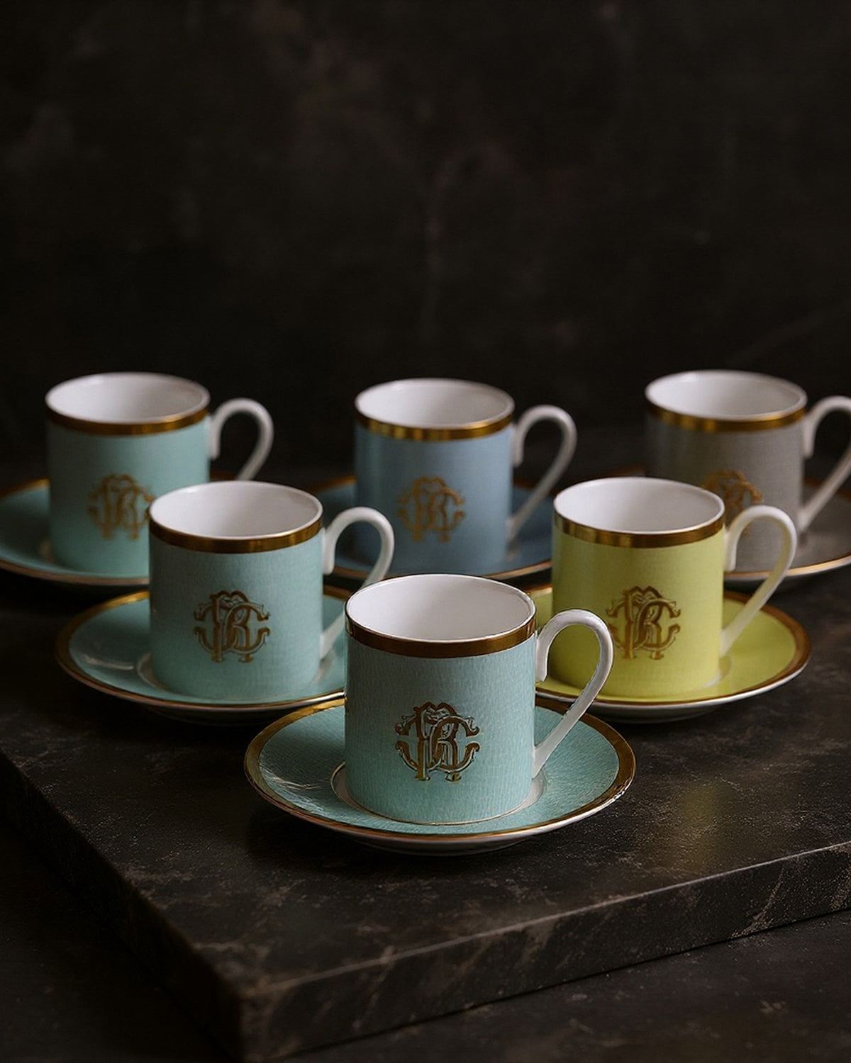 LIZZARD SUNRISE Coffee Cup & Saucer in Luxury Gift Box Set of 6