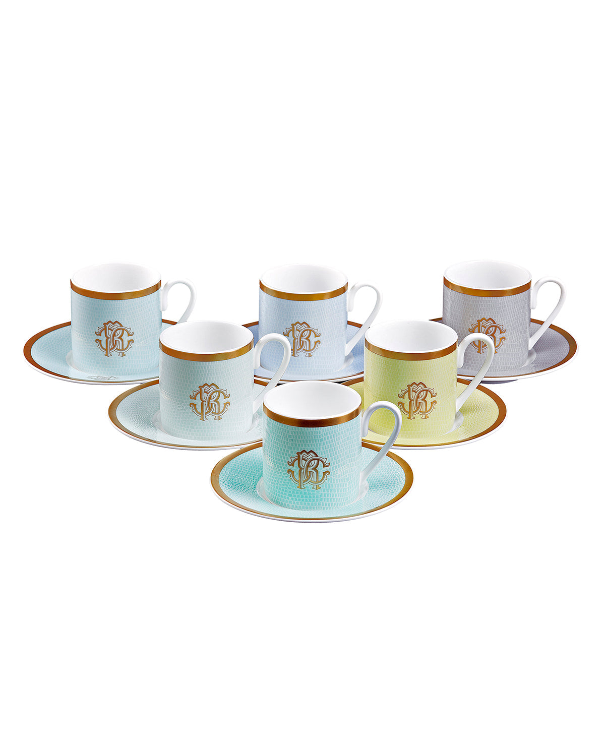 LIZZARD SUNRISE Coffee Cup & Saucer in Luxury Gift Box Set of 6