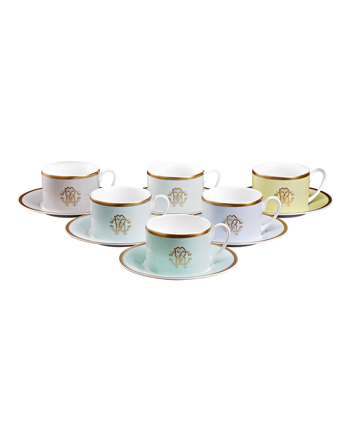 LIZZARD SUNRISE Tea Cup & Saucer in Luxury Gift Box Set of 6