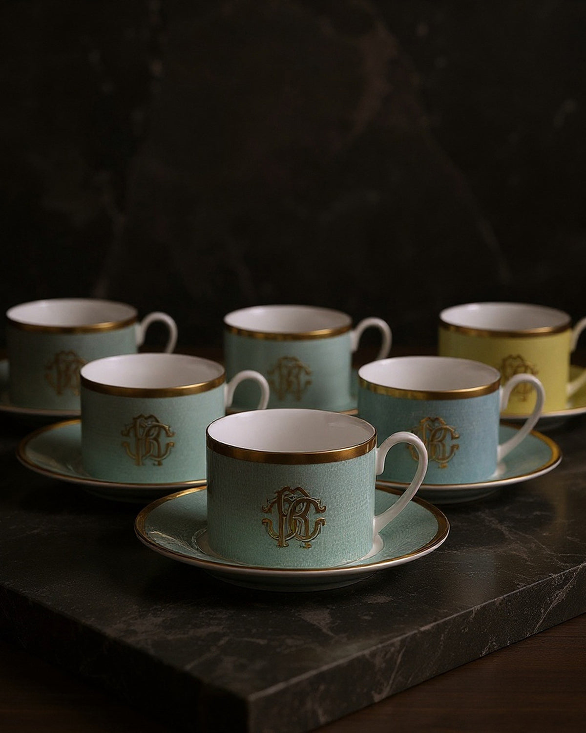 LIZZARD SUNRISE Tea Cup & Saucer in Luxury Gift Box Set of 6