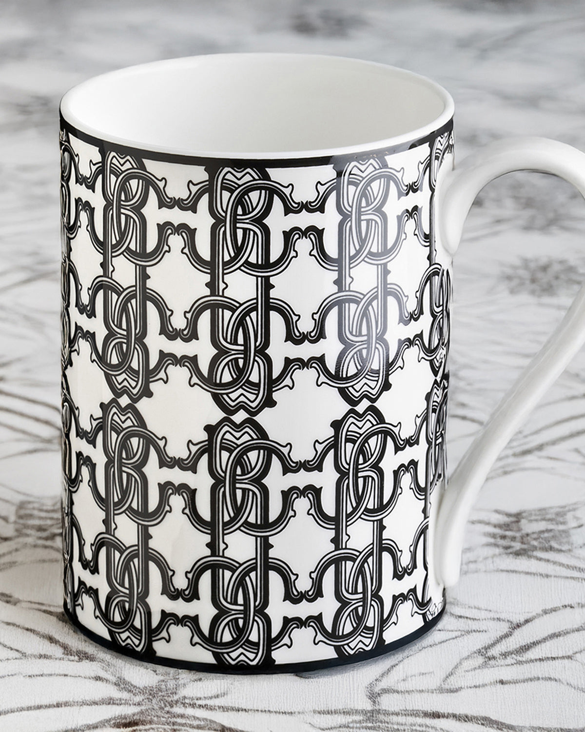 Mug Cup MONOGRAM in Luxury Box Black diam. 2.5", H 3.3", cap. 12.5 oz