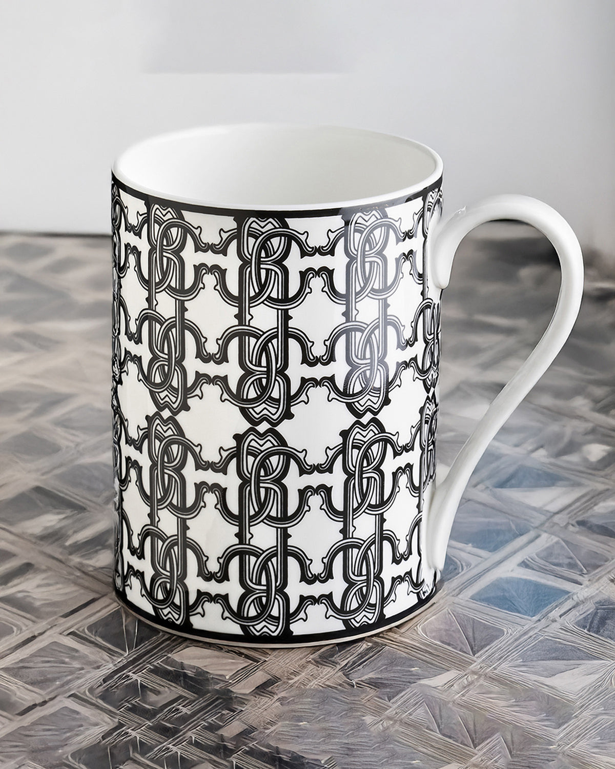 Mug Cup MONOGRAM in Luxury Box Black diam. 2.5", H 3.3", cap. 12.5 oz