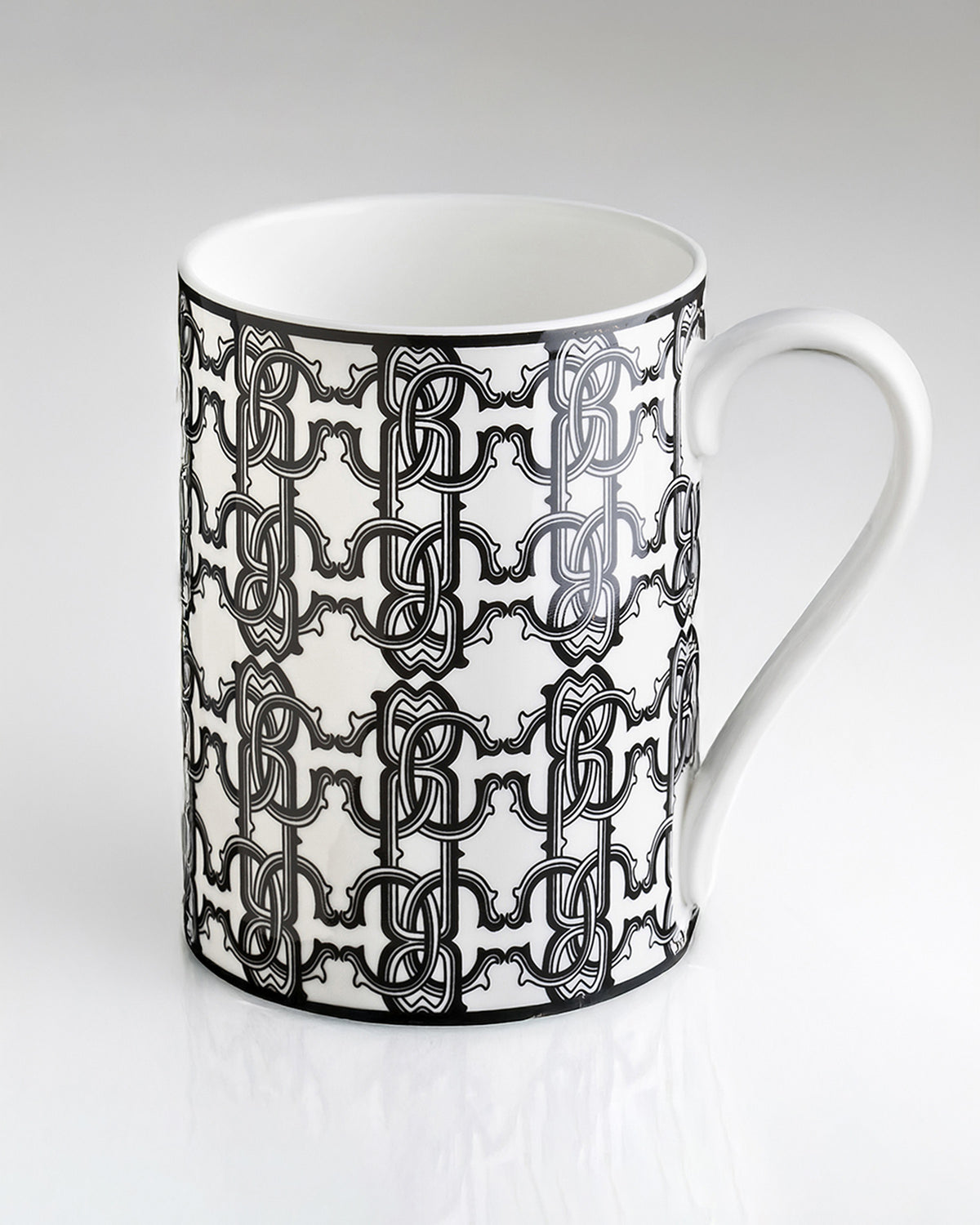 Mug Cup MONOGRAM in Luxury Box Black diam. 2.5", H 3.3", cap. 12.5 oz