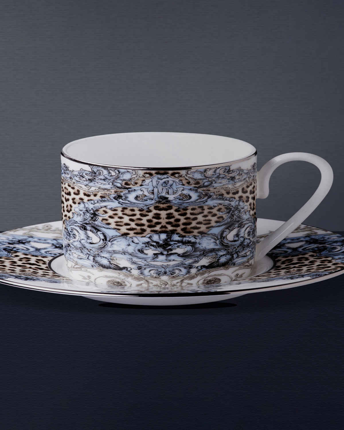Coffee Cup & Saucer PALAZZO PITTI Set of 2 in Luxury Box  diam. 2.3", H 2.5", Cap. 4 oz, Saucer diam. 4.75"