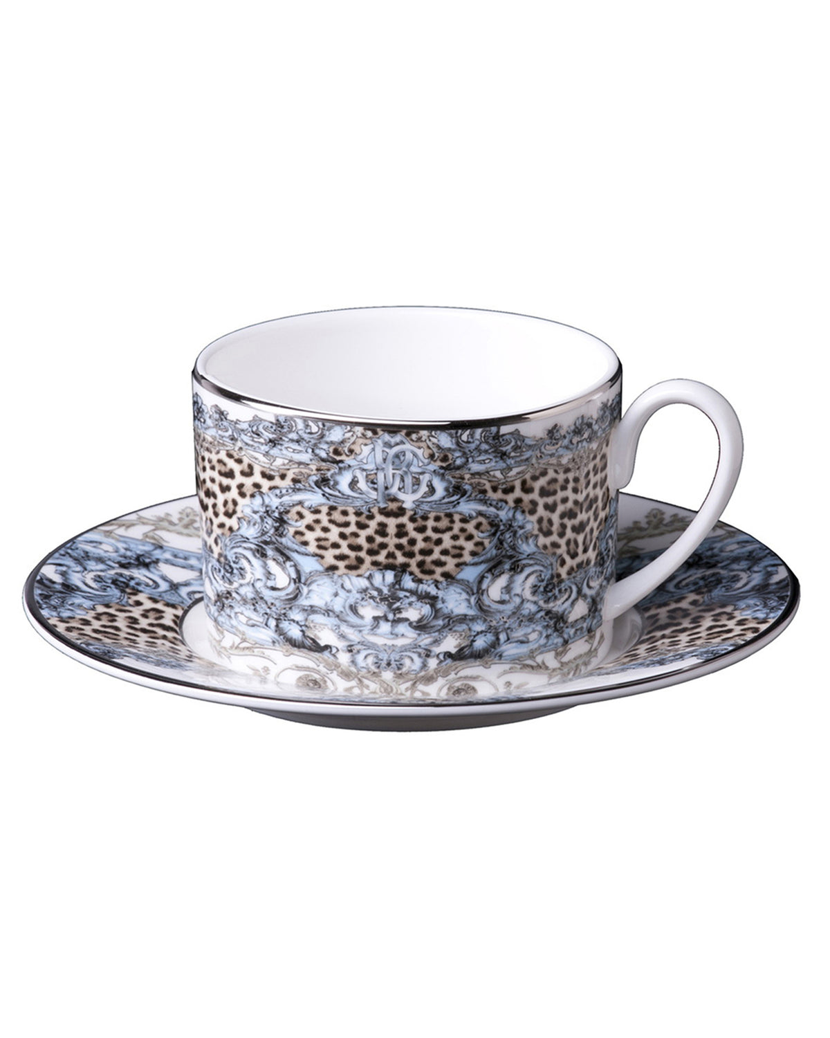 Tea Cup & Saucer PALAZZO PITTI Set of 2 in Luxury Box 3.3", H 2.3", cap. 7.5 oz, Saucer 6"