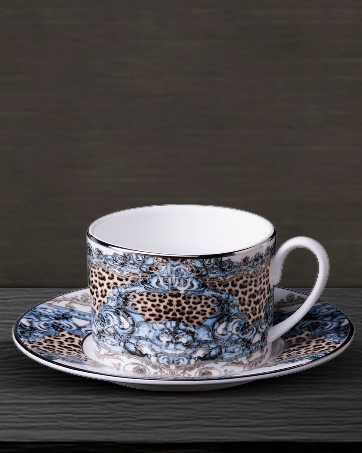 Tea Cup & Saucer PALAZZO PITTI Set of 2 in Luxury Box 3.3", H 2.3", cap. 7.5 oz, Saucer 6"