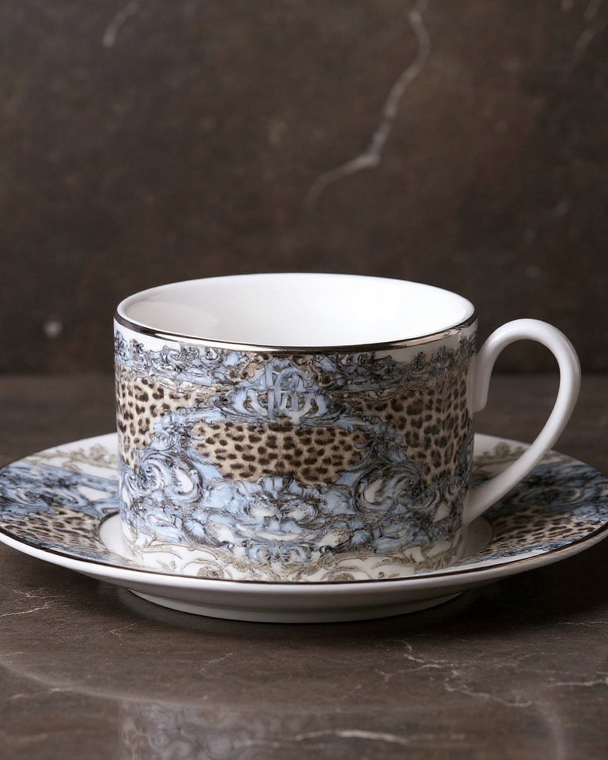 Tea Cup & Saucer PALAZZO PITTI Set of 2 in Luxury Box 3.3", H 2.3", cap. 7.5 oz, Saucer 6"