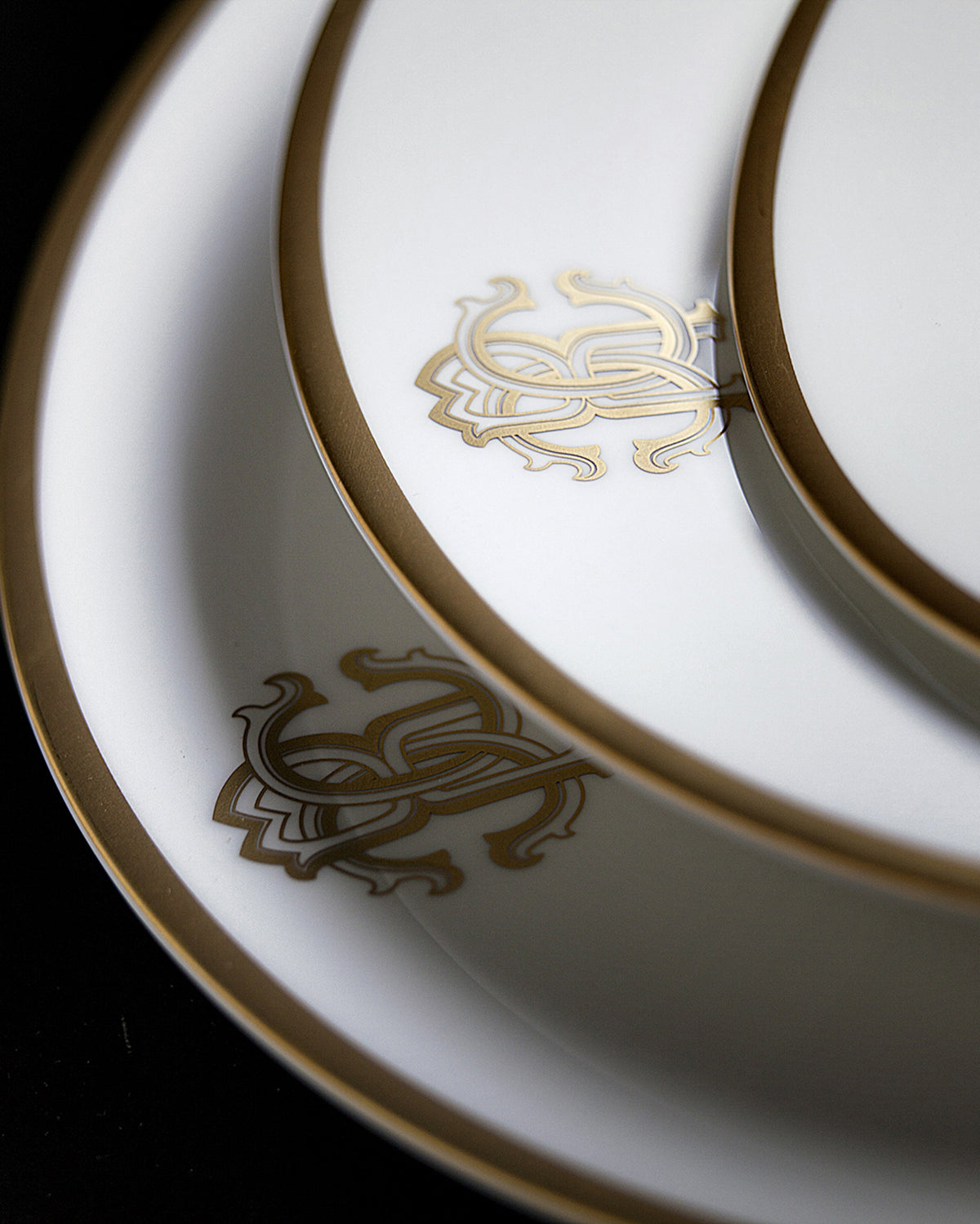 Soup Plate SILK Set of 6 Fine Bone China Gold 24k Gold Paint