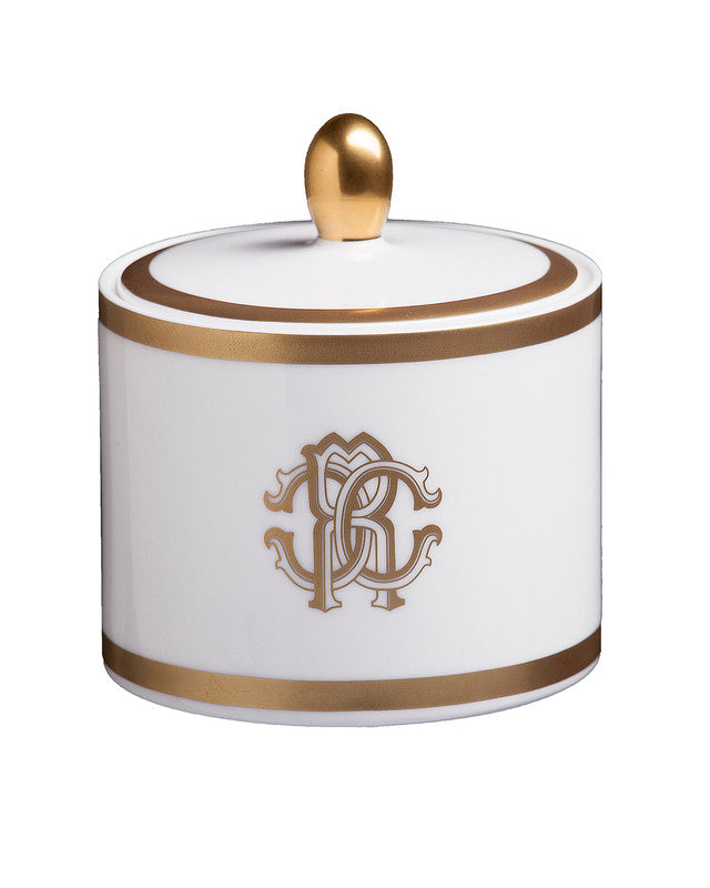 Roberto Cavalli Home Sugar Pot SILK  Gold diam. 3.3", H 3.5"