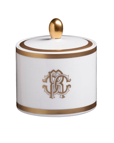 Roberto Cavalli Home Sugar Pot SILK  Gold diam. 3.3", H 3.5"