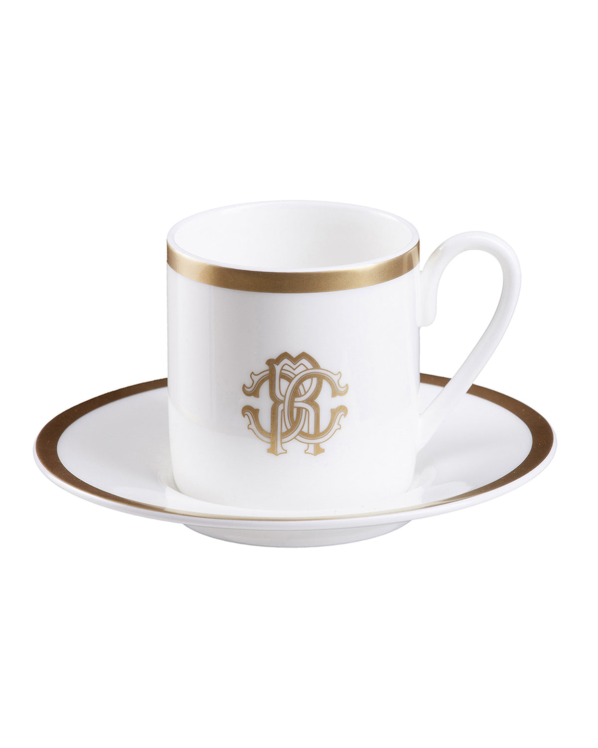 Coffee Cup & Saucer SILK Set of 2 in Luxury Box Gold diam. 2.3", H 2.5", Cap. 4 oz, Saucer diam. 4.75"