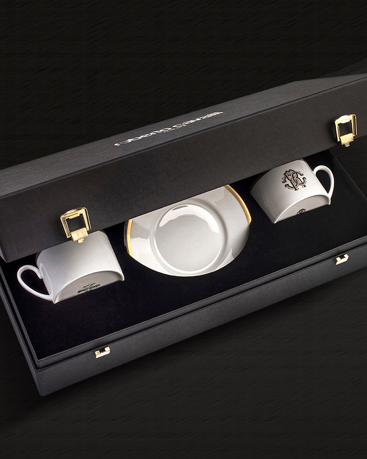 Tea Cup & Saucer SILK Set of 2 in Luxury Box Gold diam. 3.3", H 2.3", cap. 7.5 oz, Saucer diam. 6"