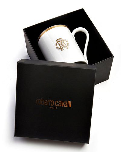 Roberto Cavalli Home Mug Cup SILK in Luxury Box Gold diam. 2.5", H 3.3", cap. 12.5 oz