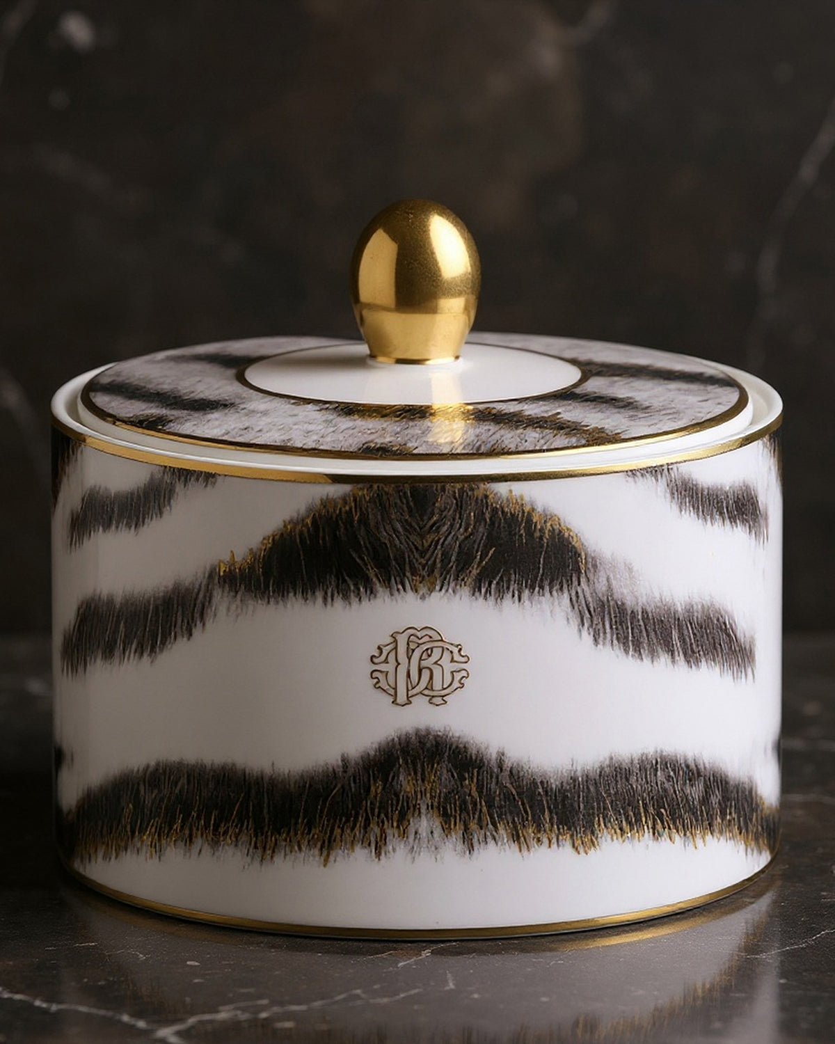 Sugar Pot TIGER   diam. 3.3", H 3.5"