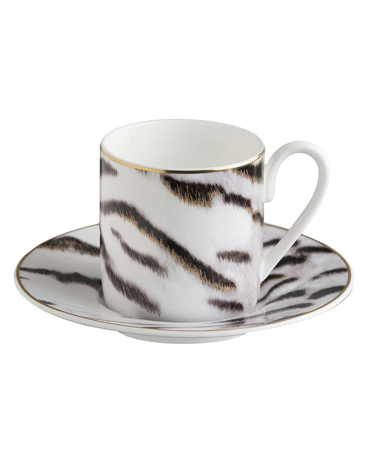 Coffee Cup & Saucer TIGER Set of 2 in Luxury Box  diam. 2.3", H 2.5", Cap. 4 oz, Saucer diam. 4.75"