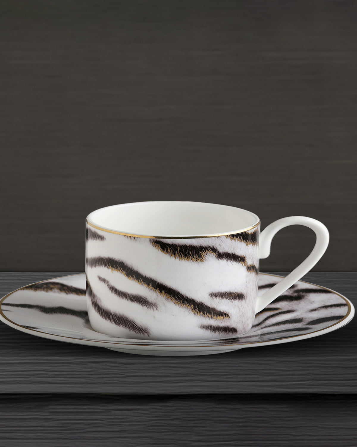 Coffee Cup & Saucer TIGER Set of 2 in Luxury Box  diam. 2.3", H 2.5", Cap. 4 oz, Saucer diam. 4.75"