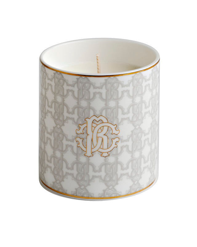 Roberto Cavalli Home Scented Candle MONOGRAM 270 g  White diam. 3.3", H 3.5"