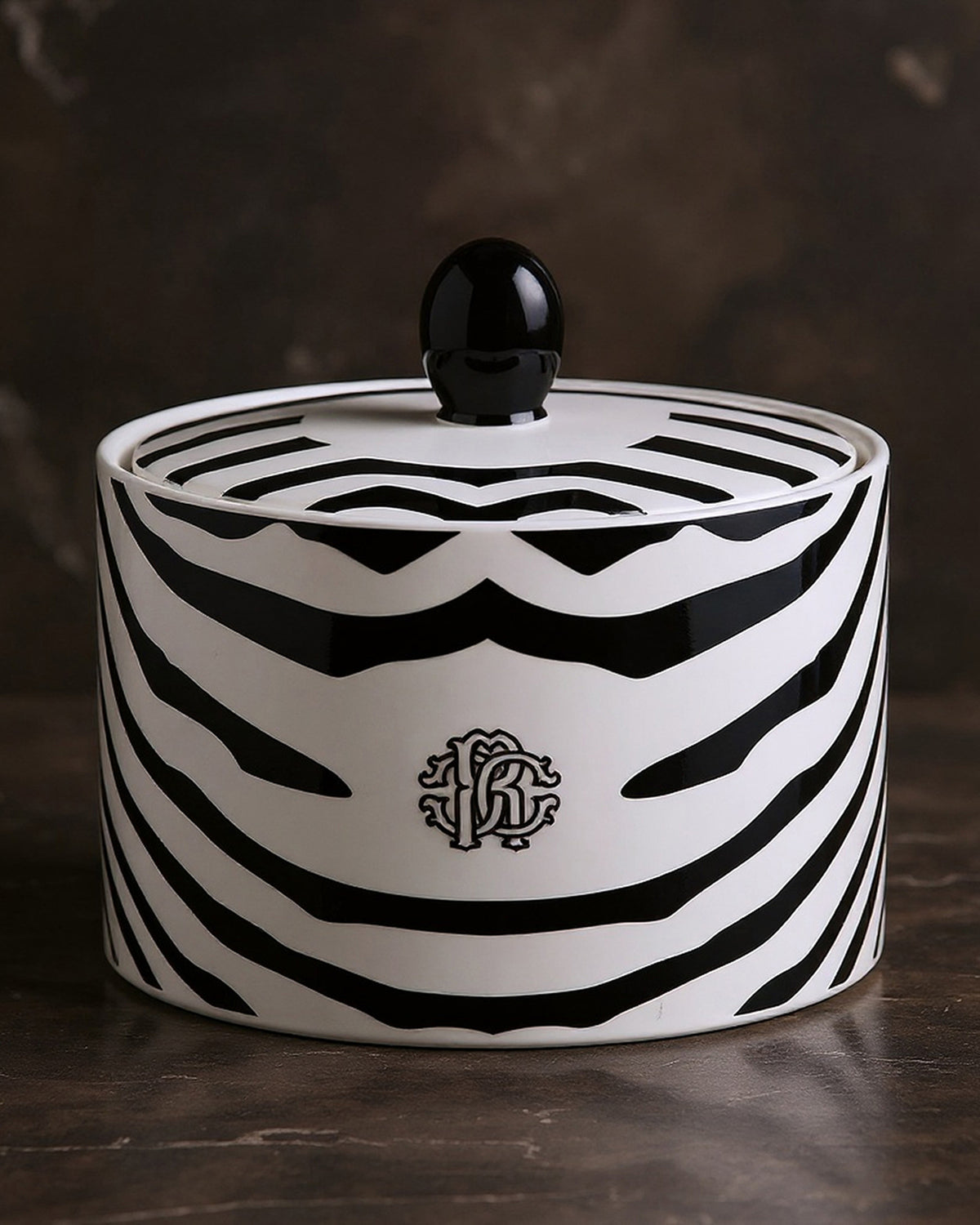 Sugar Pot ZEBRAGE   diam. 2.5", H 3.3"