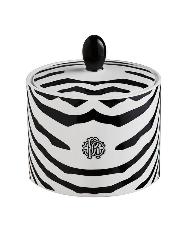Roberto Cavalli Home Sugar Pot ZEBRAGE   diam. 2.5", H 3.3"