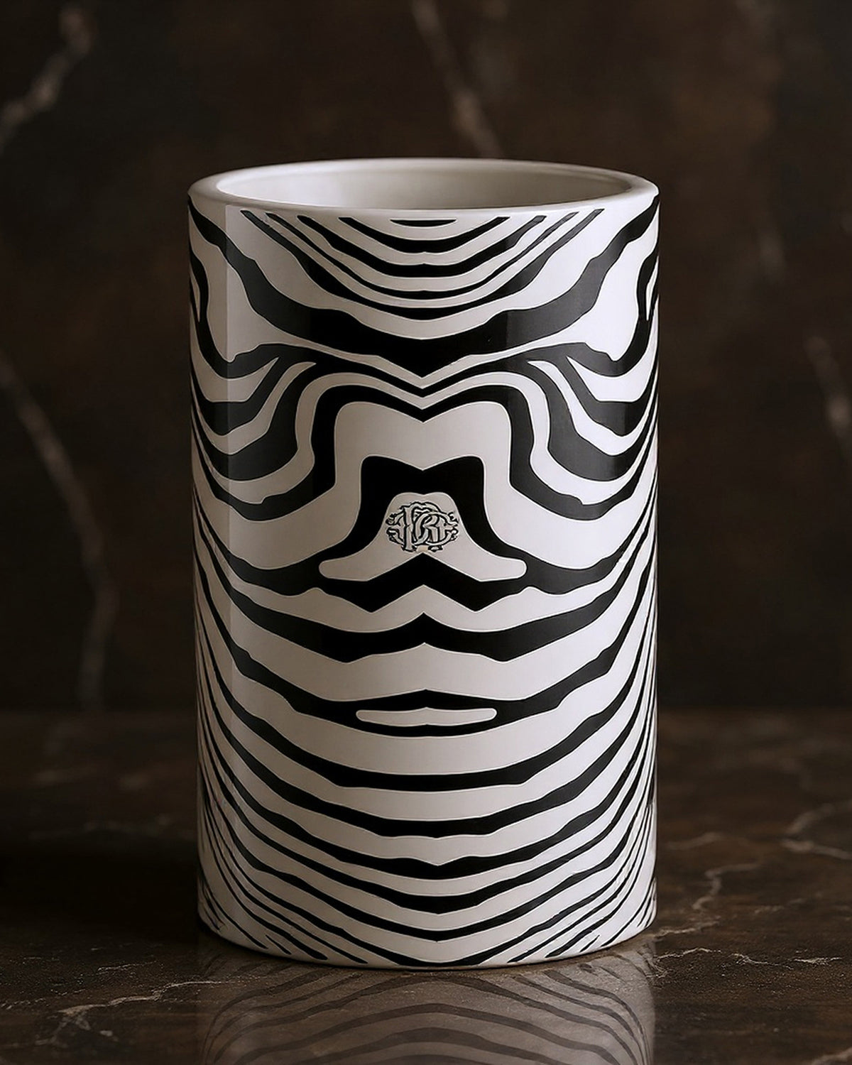 High Vase ZEBRAGE   diam. 6.3", H 14"