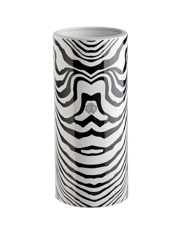Roberto Cavalli Home High Vase ZEBRAGE   diam. 6.3", H 14"