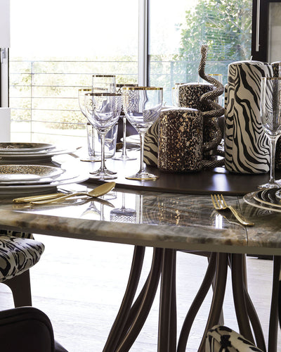 Roberto Cavalli Home Coffee Cup & Saucer ZEBRA Set of 2 in Luxury Box  diam. 2.3", H 2.5", Cap. 4 oz, Saucer diam. 4.75"