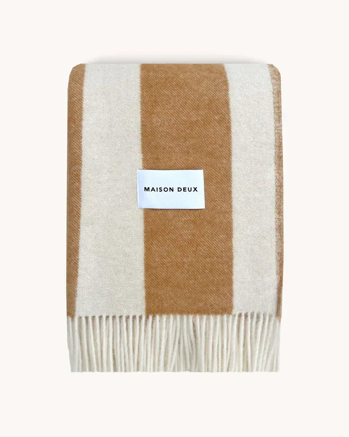 Maison Deux Blanket ROUGH STRIPE Terra Brown 4.25 x 6.5 ft