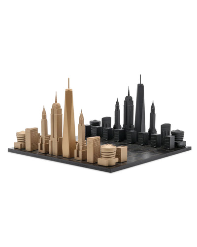 Chess Set Luxury Bronze NEW YORK with New York Map Board