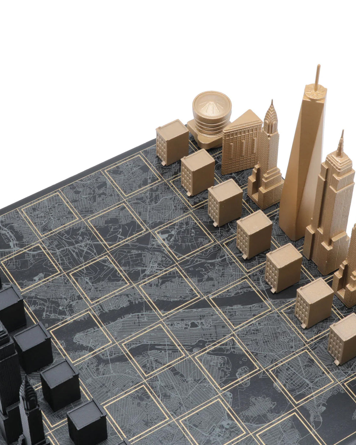 Chess Set Luxury Bronze NEW YORK with New York Map Board