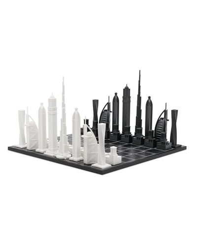 Chess Set Acrylic DUBAI Edition with Dubai Map Board