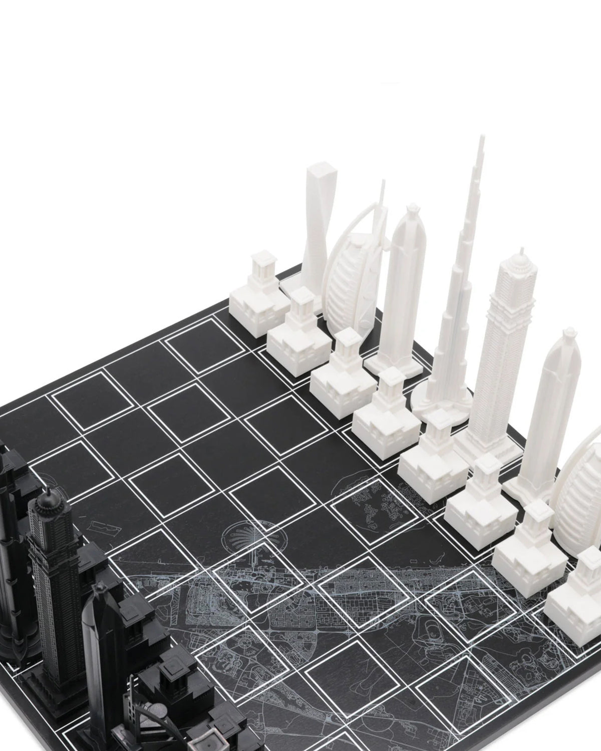 Chess Set Acrylic DUBAI Edition with Dubai Map Board