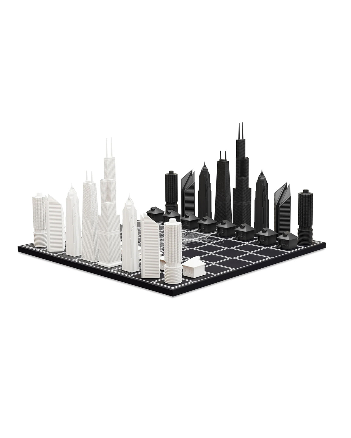 Chess Set Acrylic CHICAGO with Chicago Map Board