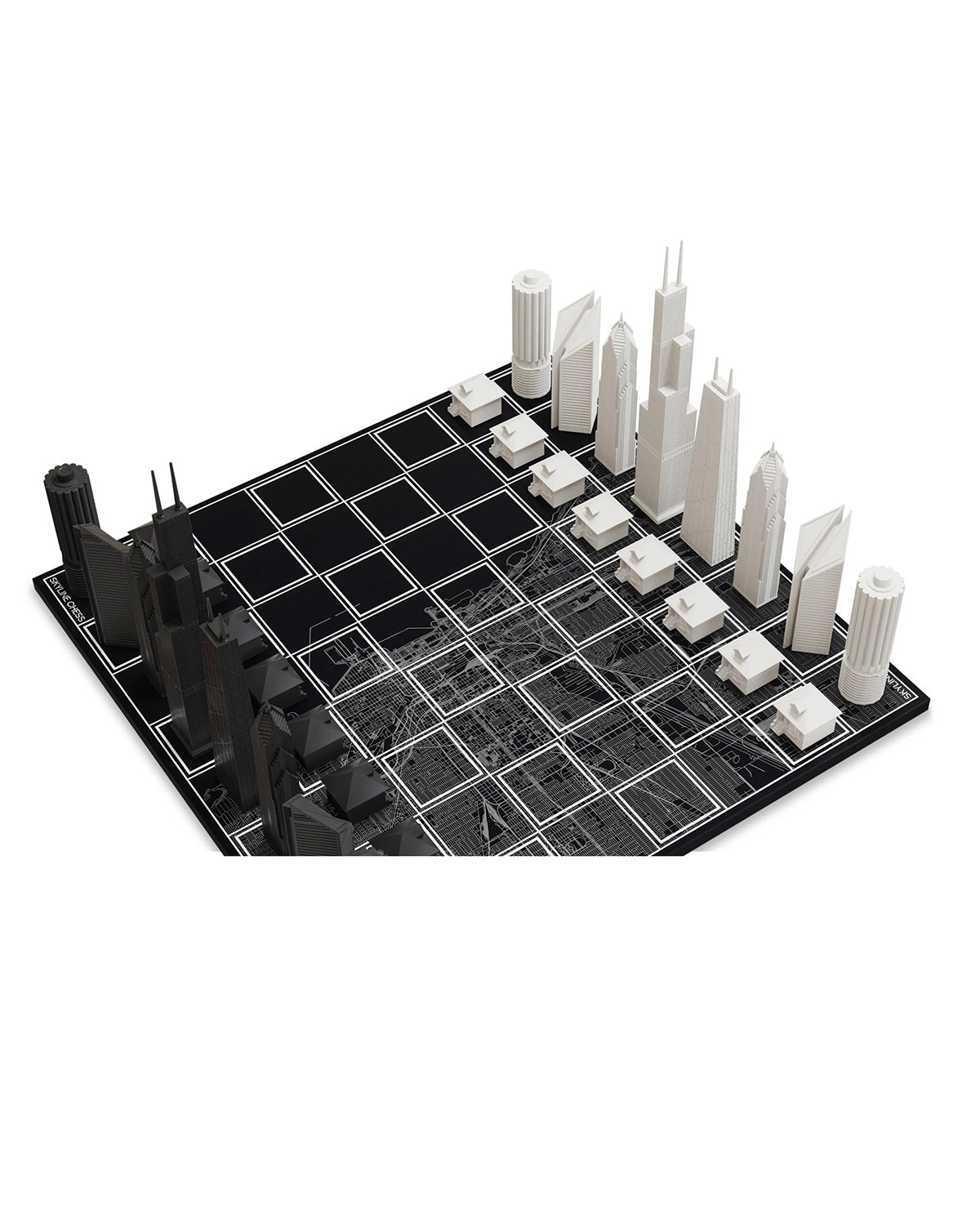 Chess Set Acrylic CHICAGO with Chicago Map Board