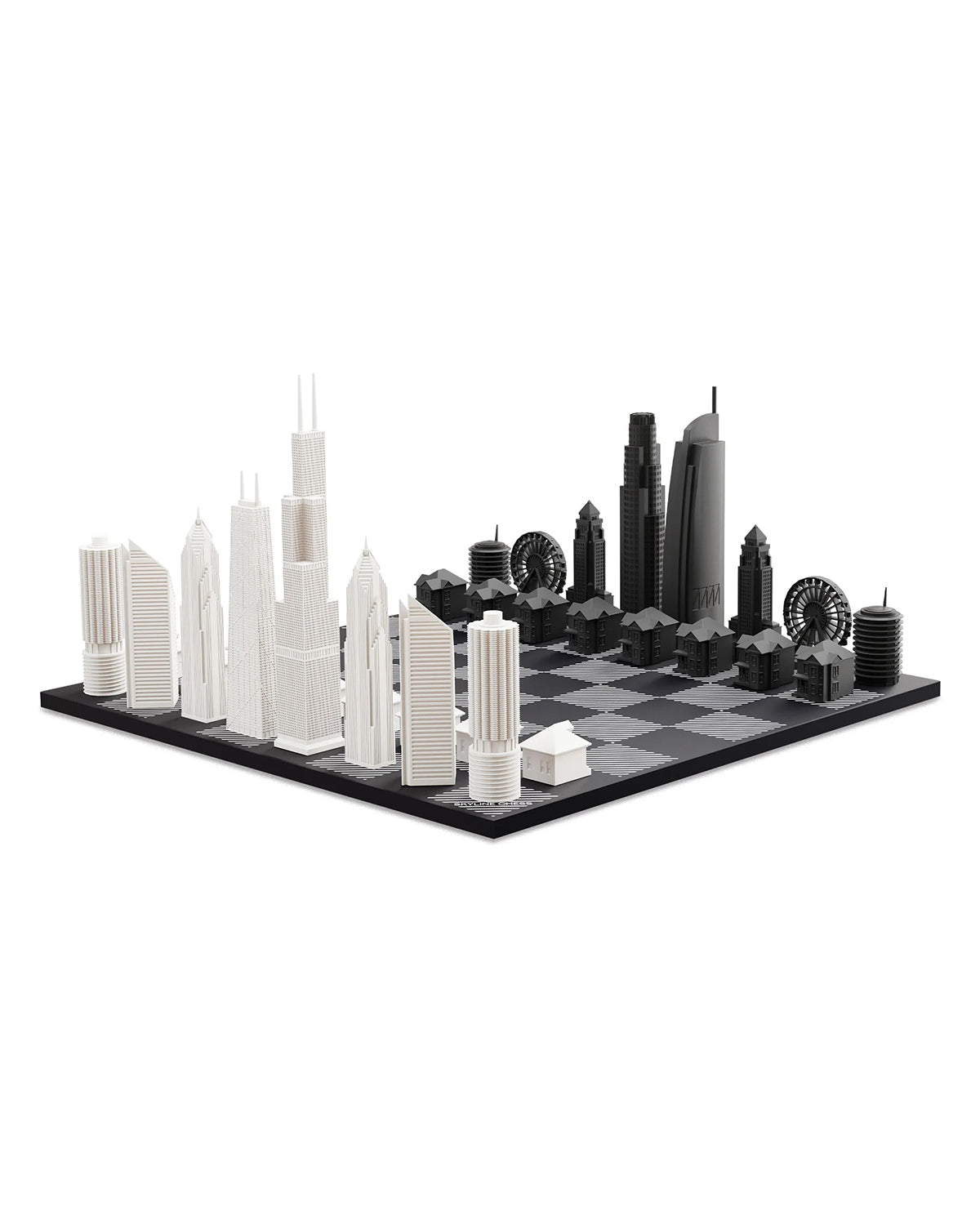Chess Set Acrylic CHICAGO vs LOS ANGELES with B/W Hatch Board