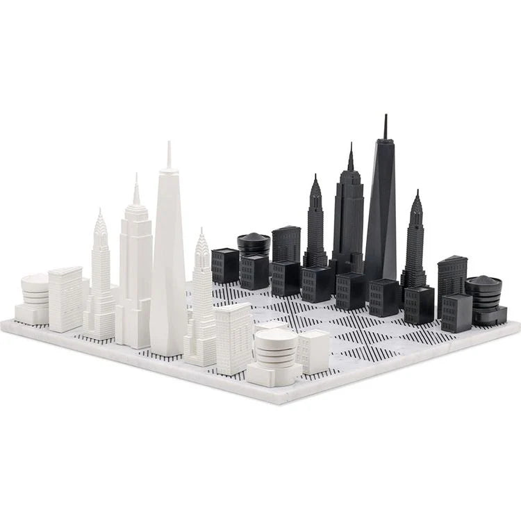 Skyline Chess Chess Set Acrylic NEW YORK Edition with Marble Hatch Board