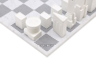 Skyline Chess Chess Set Acrylic London Vs New York Edition with Marble Hatch Board