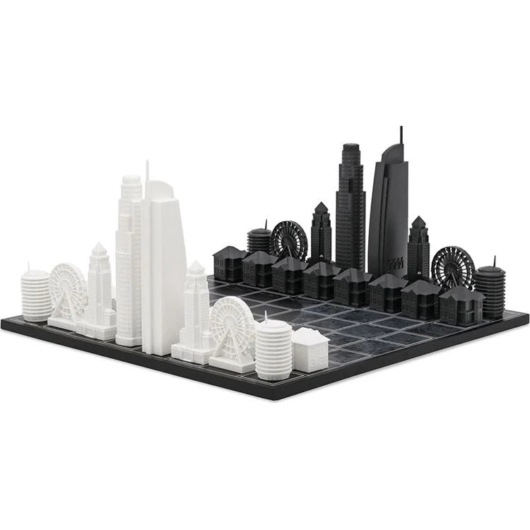 Chess Set Acrylic LOS ANGELES Edition with Wood Map Board