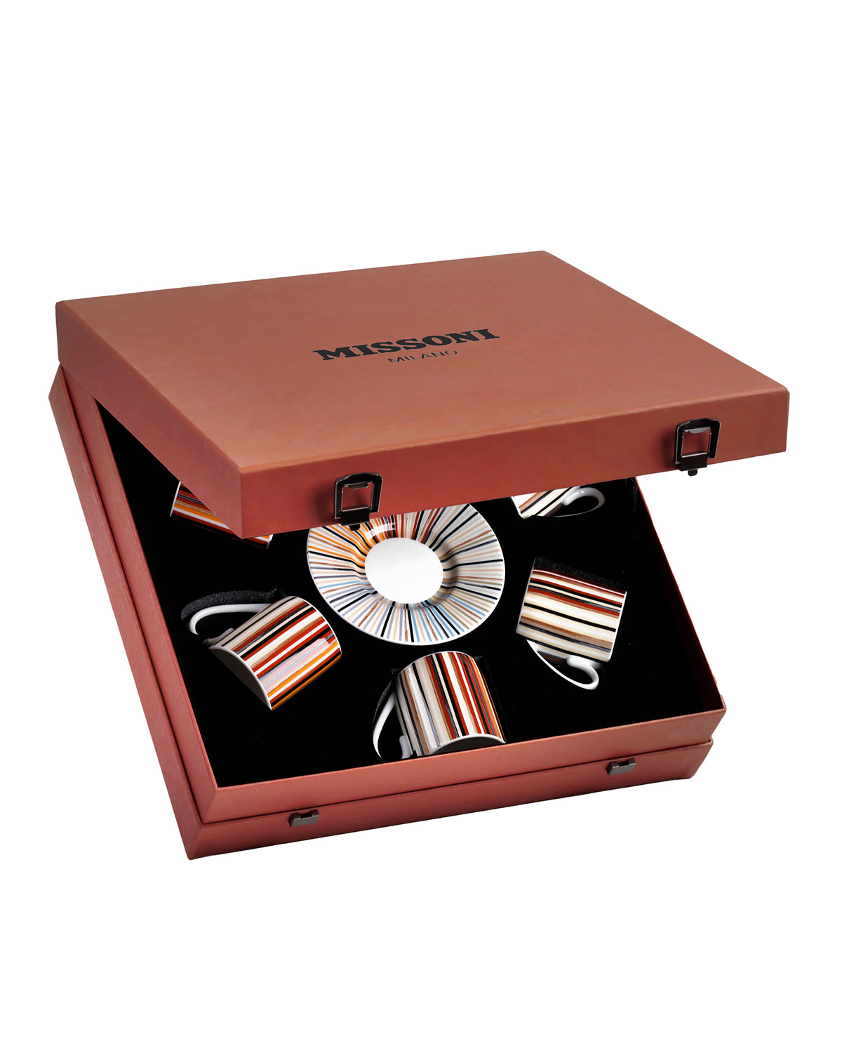 STRIPES JENKINS 148 Luxury box Set 6 Pcs. Coffee Cup & Saucer - Ø 6 X H 6,1 Cm Cap. 12 Cl. - S.12 Cm