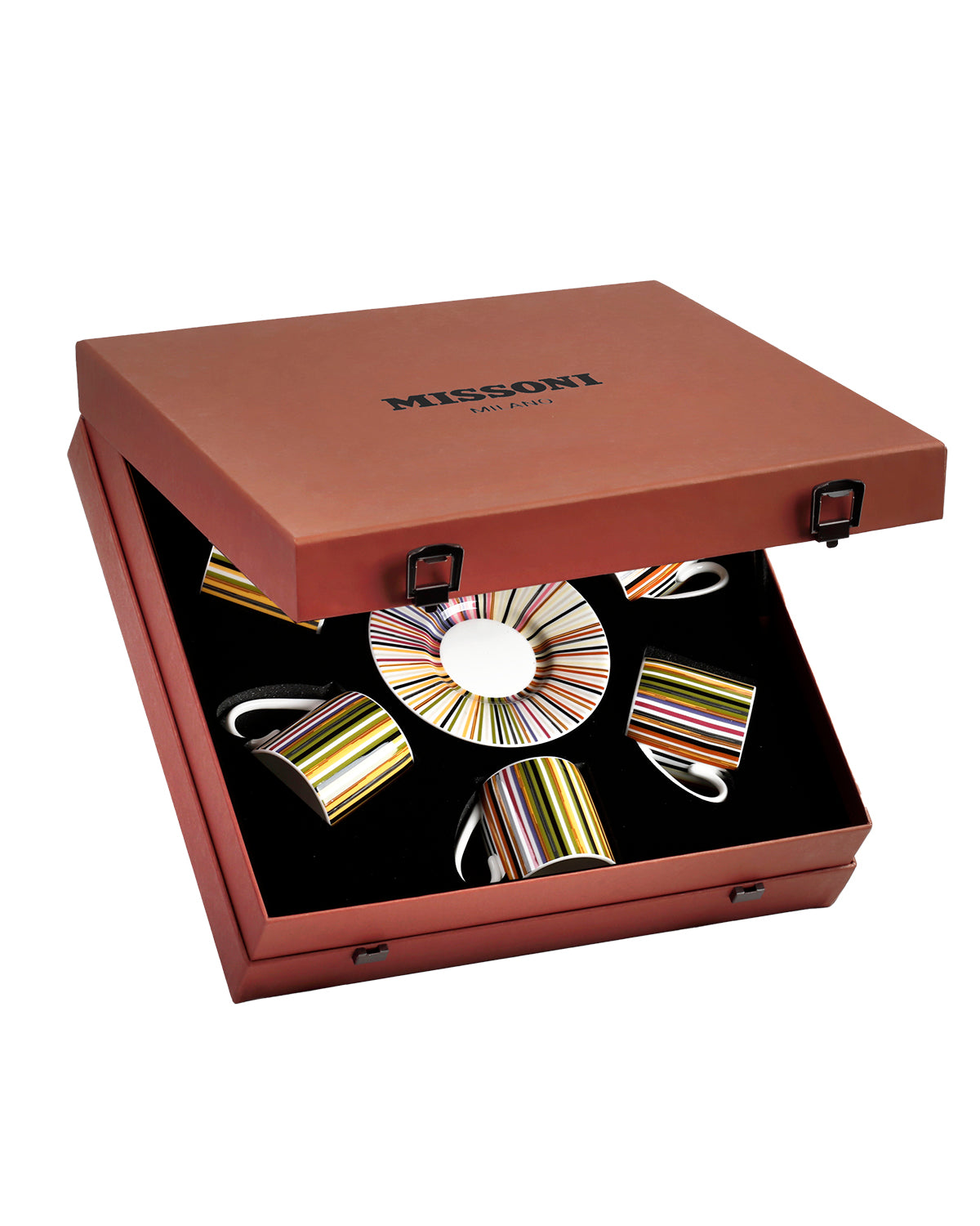 STRIPES JENKINS 156 Luxury box Set 6 Pcs. Coffee Cup & Saucer - Ø 6 X H 6,1 Cm Cap. 12 Cl. - S.12 Cm