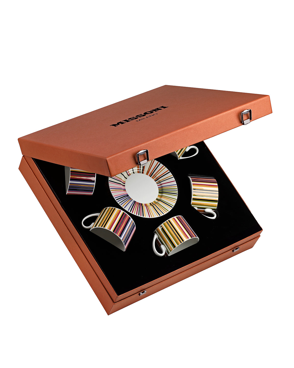 STRIPES JENKINS 156 Luxury box Set 6 Pcs. Tea Cup & Saucer - Ø 8,5 X H 6 Cm Cap. 22 Cl. - S.15,5 Cm