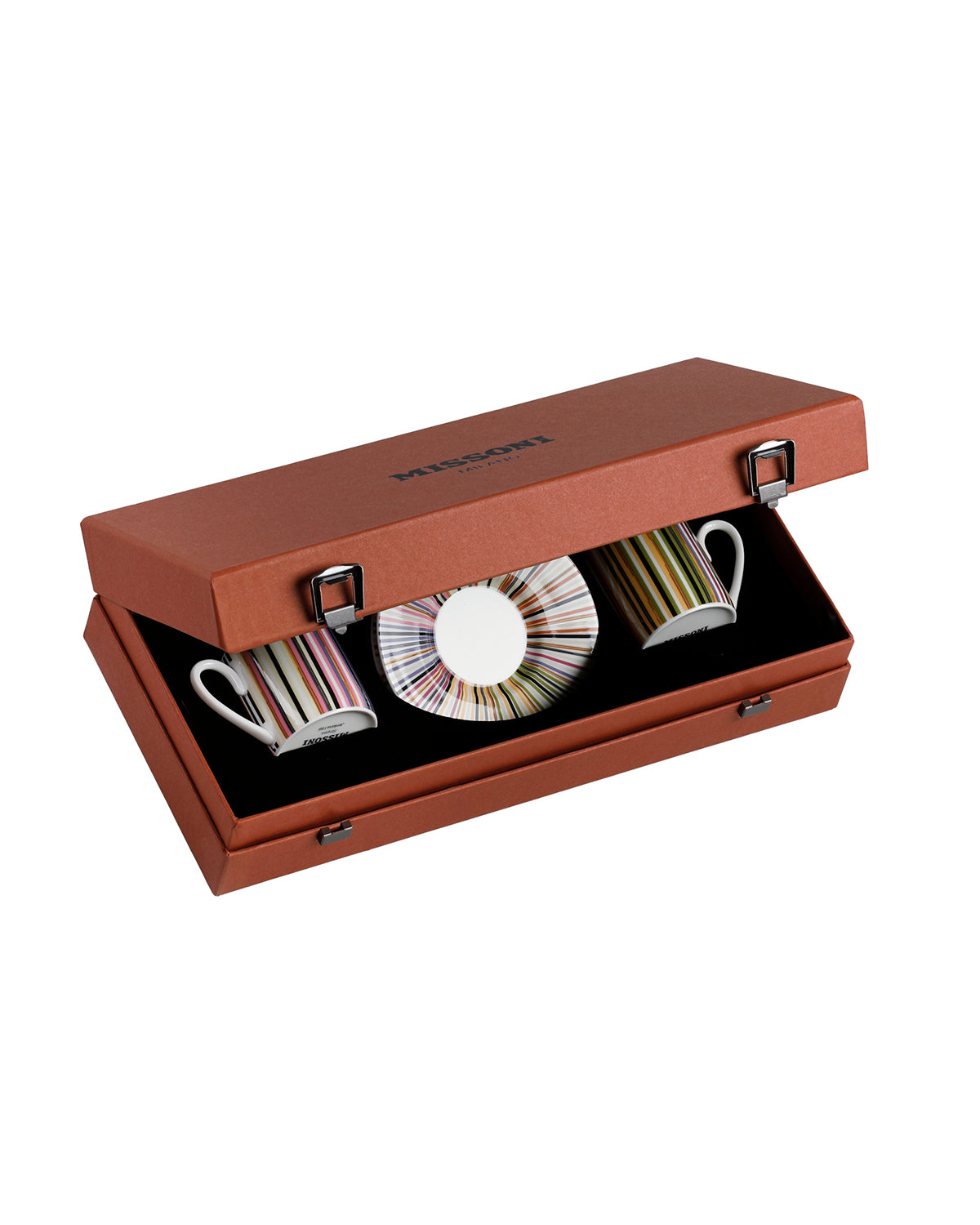 Missoni Home Coffee Cup & Saucer STRIPES Set of 2 in Luxury Box Jenkins 156 diam. 2.3", H 2.5", Cap. 4 oz, Saucer diam. 4.75"
