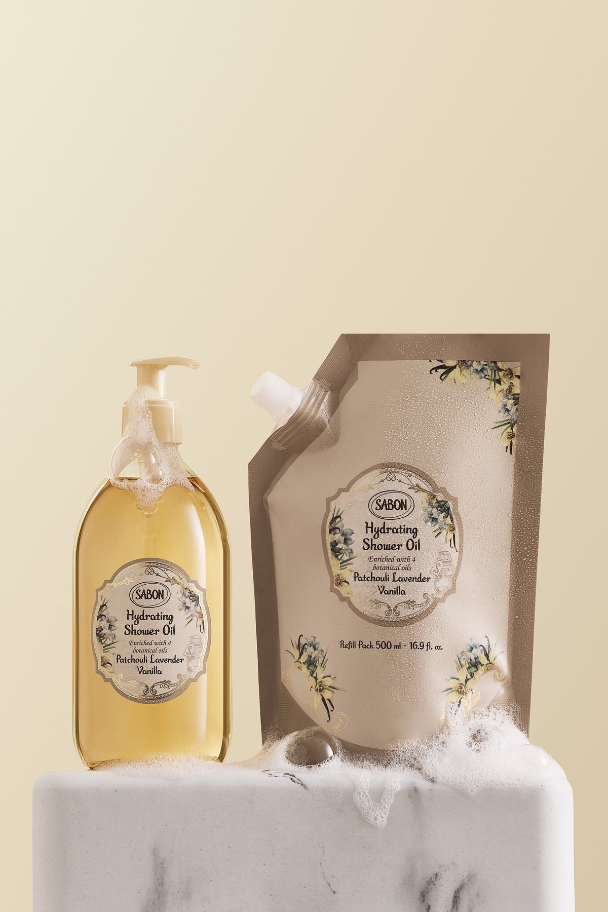 Hydrating Shower Oil Refill 500ml Patchouli Lavender Vanilla