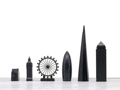 Skyline Chess Chess Set Acrylic London Vs New York Edition with Marble Hatch Board