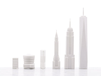 Skyline Chess Chess Set Acrylic London Vs New York Edition with Marble Hatch Board
