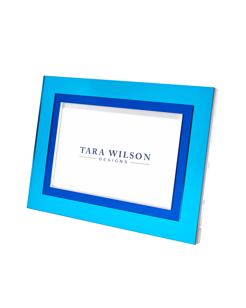 Tara Wilson Designs Frame INLAID Light Blue & Dark Blue 6" x 8" for Photo Size 5" x 7"