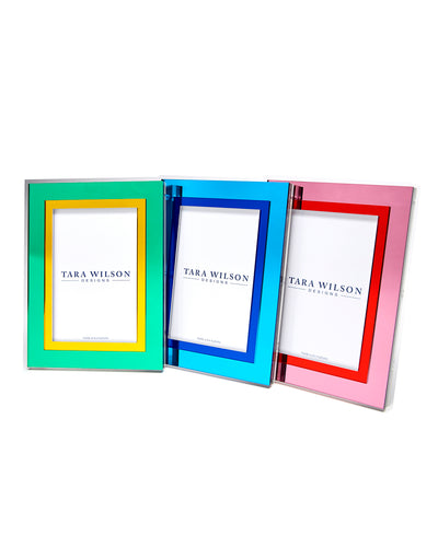 Tara Wilson Designs Frame INLAID Light Blue & Dark Blue 6" x 8" for Photo Size 5" x 7"