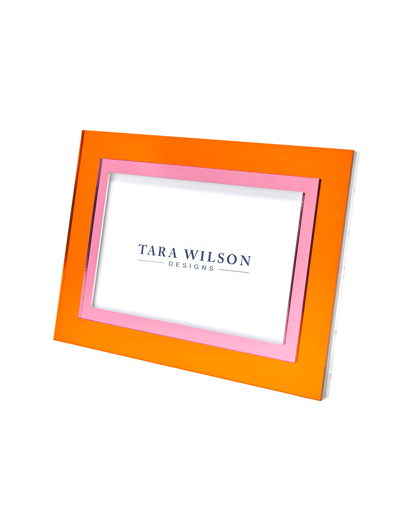 Tara Wilson Designs Frame INLAID Orange & Pink 6" x 8" for Photo Size 5" x 7"